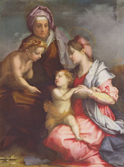 聖エリザベスと洗礼者聖ヨハネとのマドンナと子供（パネル） 作： Andrea del Sarto